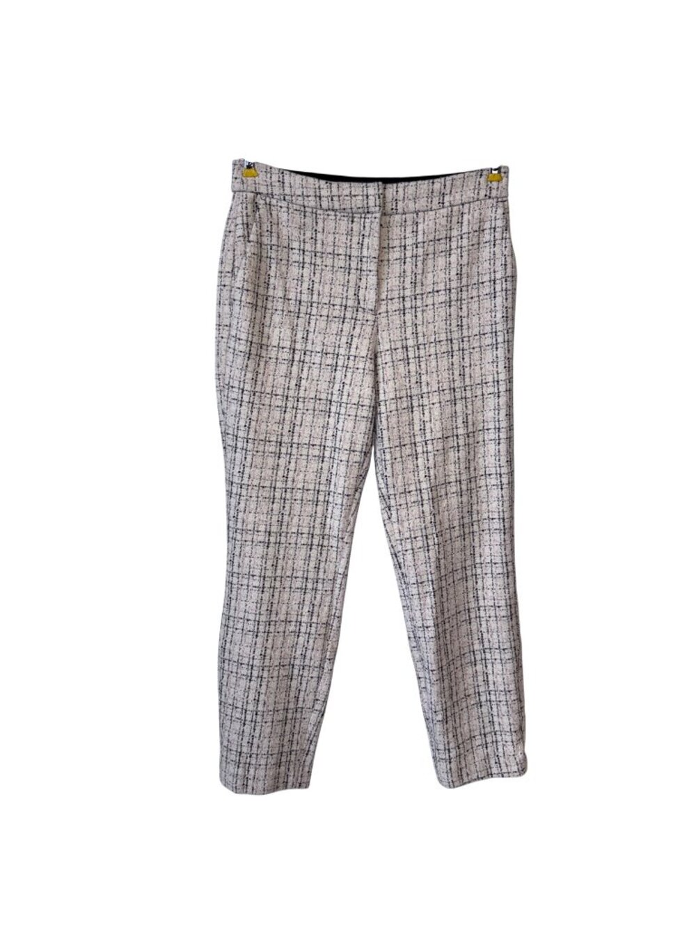 Express Ankle Pant 6/6R Womens Tailored Fit Black & White Plaid Stretch Polyeste